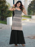 Marvelous Black Thread Embroidered Georgette Sharara Suit With Dupatta - Zeel Clothing