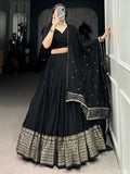 Marvelous Black Zari Weaving Chanderi Sangeet Wear Lehenga Choli - Zeel Clothing