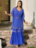 Marvelous Blue Leheriya Printed Georgette Festive Wear Kaftan Sharara Suit - Zeel Clothing