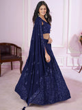 Marvelous Blue Sequins Georgette Engagement Wear Lehenga Choli - Zeel Clothing