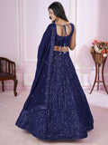 Marvelous Blue Sequins Georgette Engagement Wear Lehenga Choli - Zeel Clothing