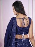 Marvelous Blue Sequins Georgette Engagement Wear Lehenga Choli - Zeel Clothing