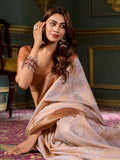 Marvelous Brown Printed Dola Silk Traditional Saree With Blouse - Zeel Clothing