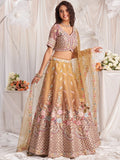 Marvelous Brown Sequins Tissue Silk Engagement Wear Lehenga Choli - Zeel Clothing