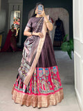 Marvelous Burgundy Kalamkari Printed Dola Silk Lehenga Choli - Zeel Clothing
