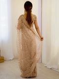 Marvelous Golden Sequins Net Party Wear Saree With Blouse - Zeel Clothing