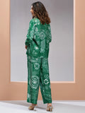 Marvelous Green Printed Muslin Silk Office Wear Co-Ord Set - Zeel Clothing
