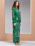 Marvelous Green Printed Muslin Silk Office Wear Co-Ord Set - Zeel Clothing