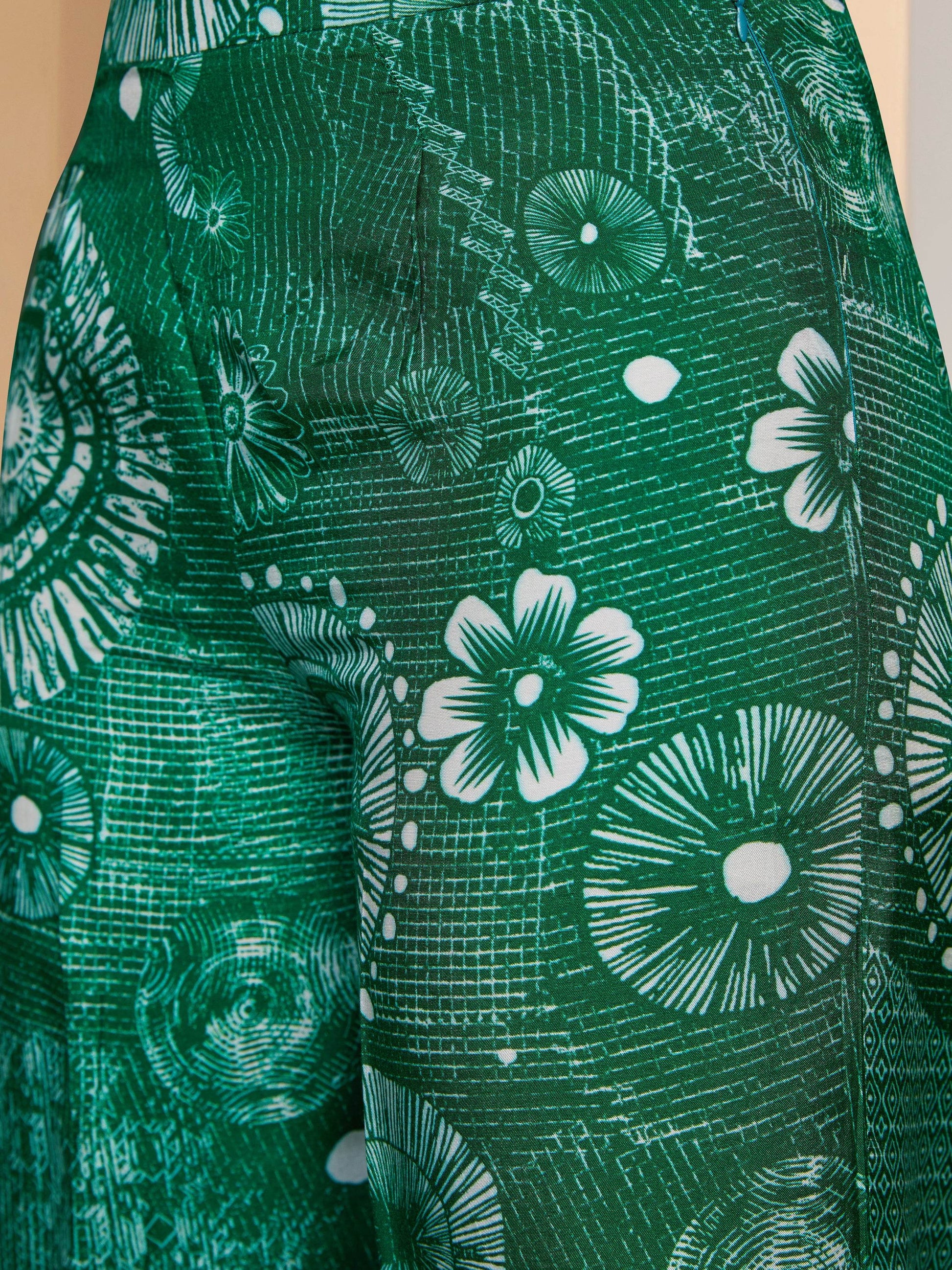 Marvelous Green Printed Muslin Silk Office Wear Co-Ord Set - Zeel Clothing
