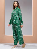 Marvelous Green Printed Muslin Silk Office Wear Co-Ord Set - Zeel Clothing