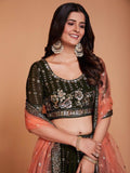Marvelous Green Sequins Georgette Sangeet Wear Lehenga Choli - Zeel Clothing