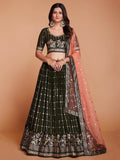 Marvelous Green Sequins Georgette Sangeet Wear Lehenga Choli - Zeel Clothing