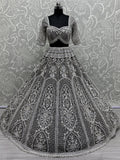 Marvelous Grey Pearl Work Net Bridesmaid Lehenga Choli With Dupatta - Zeel Clothing