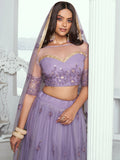 Marvelous Lavender Sequins Net Bridesmaid Lehenga Choli With Dupatta - Zeel Clothing