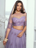 Marvelous Lavender Sequins Net Bridesmaid Lehenga Choli With Dupatta - Zeel Clothing