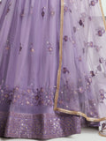 Marvelous Lavender Sequins Net Bridesmaid Lehenga Choli With Dupatta - Zeel Clothing