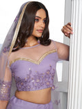 Marvelous Lavender Sequins Net Bridesmaid Lehenga Choli With Dupatta - Zeel Clothing