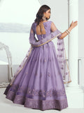 Marvelous Lavender Sequins Net Bridesmaid Lehenga Choli With Dupatta - Zeel Clothing