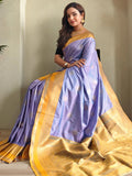 Marvelous Lavender Zari Weaving Silk Traditional Saree With Blouse - Zeel Clothing