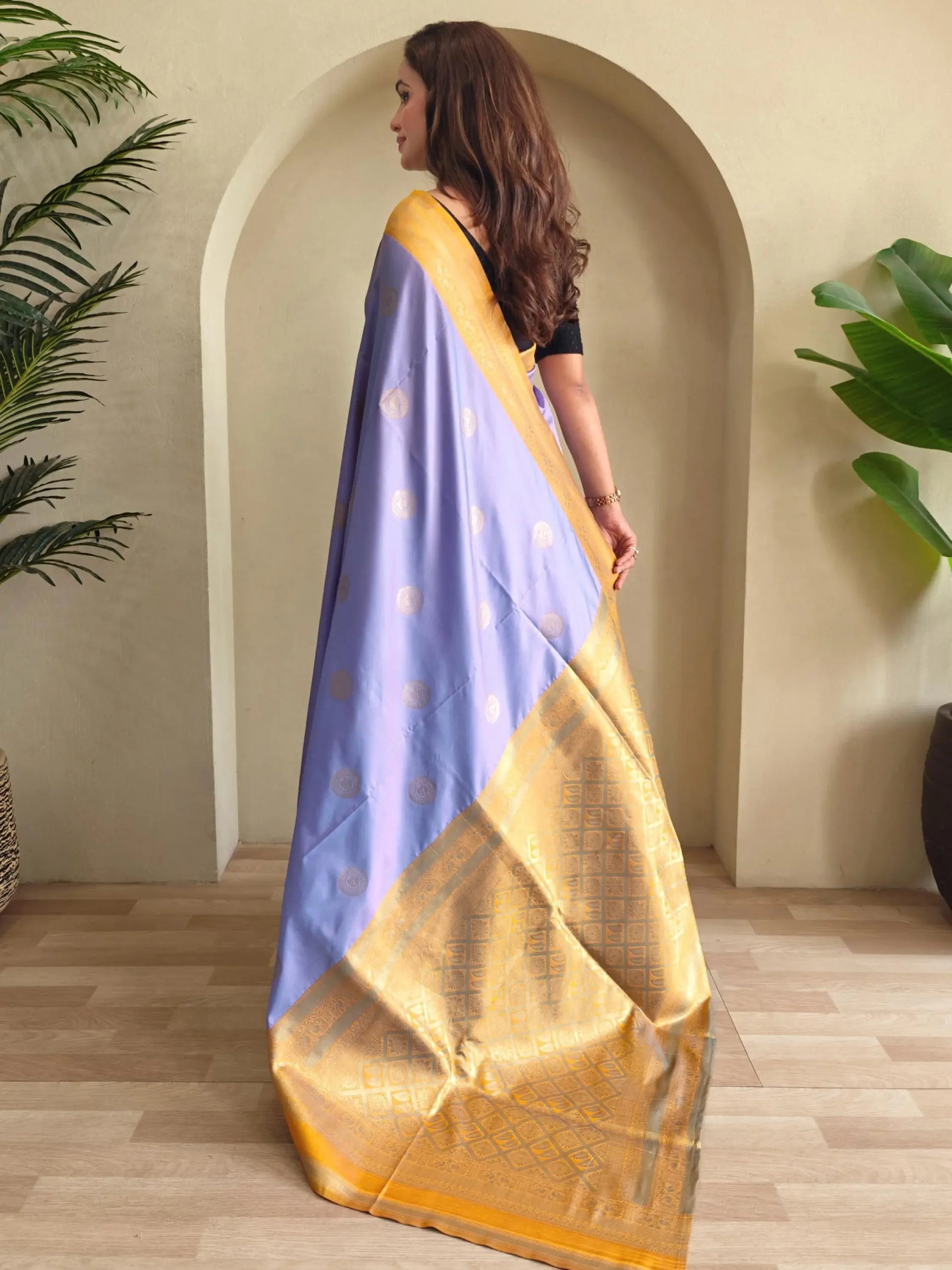 Marvelous Lavender Zari Weaving Silk Traditional Saree With Blouse - Zeel Clothing