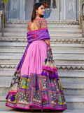 Marvelous Light Pink Kalamkari Print Tussar Silk Function Wear Lehenga Choli - Zeel Clothing