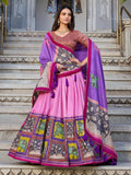 Marvelous Light Pink Kalamkari Print Tussar Silk Function Wear Lehenga Choli - Zeel Clothing