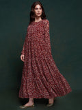 Marvelous Maroon Digital Printed Organza Traditional Gown With Dupatta - Zeel Clothing
