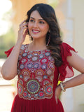 Marvelous Maroon Multi Thread Embroidery Georgette Function Wear Gown - Zeel Clothing