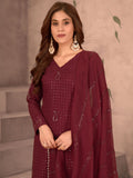 Marvelous Maroon Sequins Georgette Traditional Pant Suit With Dupatta - Zeel Clothing