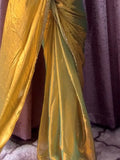 Marvelous Mehendi Two Tone Silk Festival Wear Saree With Blouse - Zeel Clothing