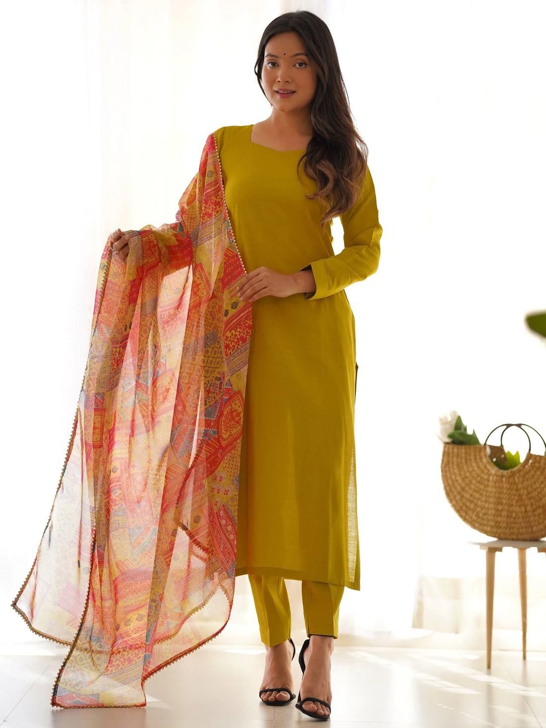 Marvelous Mustard Yellow Cotton Event Wear Straight Kurta With Pant