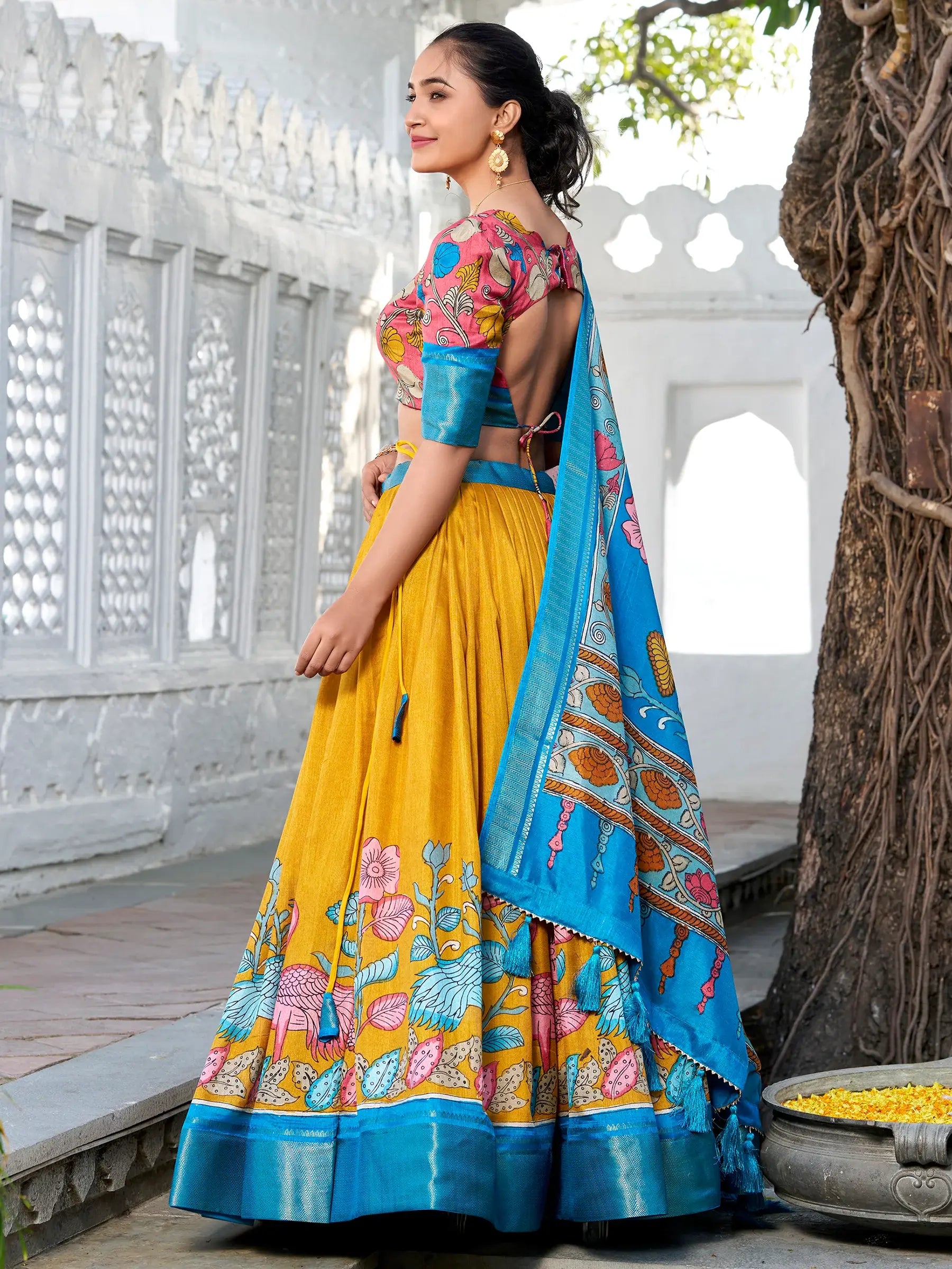 Marvelous Mustard Yellow Printed Silk Event Wear Lehenga Choli - Zeel Clothing