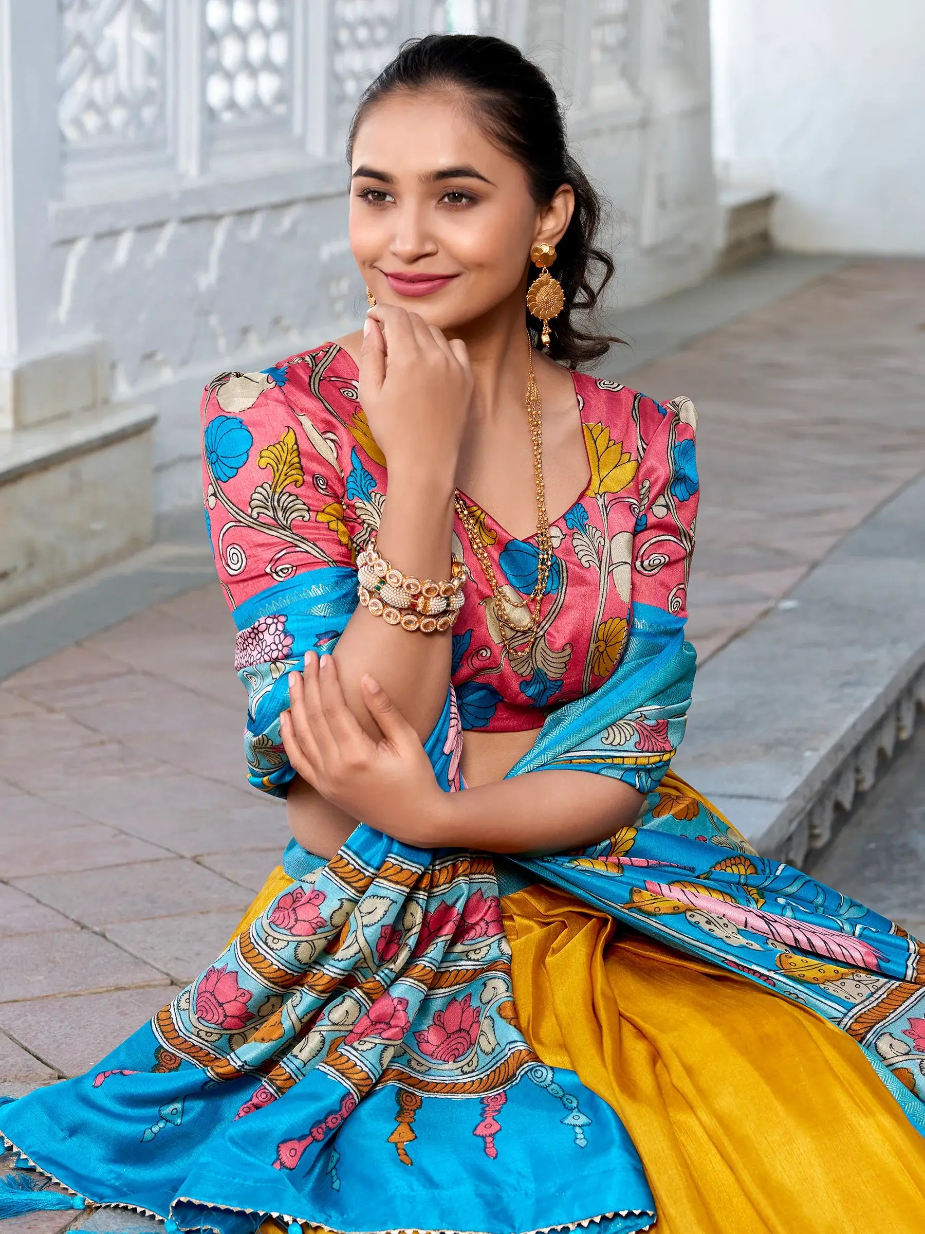 Marvelous Mustard Yellow Printed Silk Event Wear Lehenga Choli - Zeel Clothing