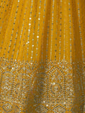 Marvelous Mustard Yellow Sequins Georgette Lehenga Choli with Dupatta - Zeel Clothing