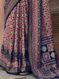 Marvelous Navy Blue Digital Printed Silk Event Wear Saree With Blouse - Zeel Clothing