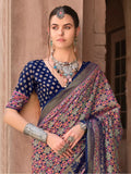 Marvelous Navy Blue Digital Printed Silk Event Wear Saree With Blouse - Zeel Clothing