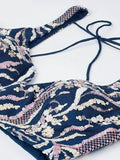 Marvelous Navy Blue Embroidered Net Lehenga Choli With Dupatta - Zeel Clothing