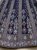 Marvelous Navy Blue Sequins Georgette Lehenga Choli With Dupatta - Zeel Clothing