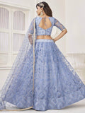 Marvelous Neon Blue Embroidered Net Lehenga Choli With Dupatta - Zeel Clothing