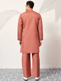 Marvelous Orange Sequins Work Viscose Silk Parties Wear Men’s Kurta