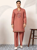 Marvelous Orange Sequins Work Viscose Silk Parties Wear Men’s Kurta