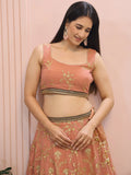 Marvelous Peach Sequins Georgette Bridesmaid Lehenga Choli With Dupatta - Zeel Clothing