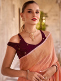 Marvelous Peach Zari Weaving Tissue Silk Casual Wear Saree With Blouse - Zeel Clothing