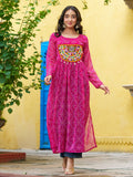 Marvelous Pink Bandhej Print Georgette Festive Wear Long Kurti - Zeel Clothing