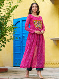 Marvelous Pink Bandhej Print Georgette Festive Wear Long Kurti - Zeel Clothing