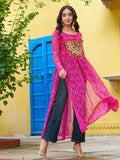 Marvelous Pink Bandhej Print Georgette Festive Wear Long Kurti - Zeel Clothing