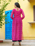 Marvelous Pink Bandhej Print Georgette Festive Wear Long Kurti - Zeel Clothing