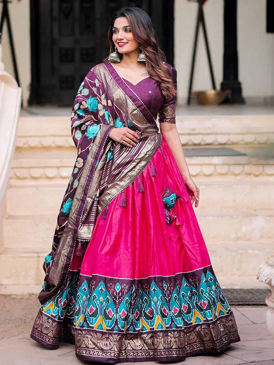 Marvelous Pink Patola Printed Silk Occasion Wear Lehenga Choli - Zeel Clothing