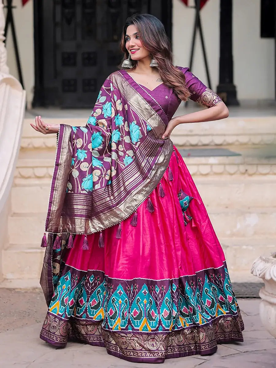 Marvelous Pink Patola Printed Silk Occasion Wear Lehenga Choli - Zeel Clothing