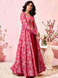 Marvelous Pink Printed Crepe Event Wear Crop Top Palazzo With Shrug - Zeel Clothing